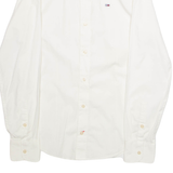 TOMMY HILFIGER Mens Plain Shirt White Long Sleeve S