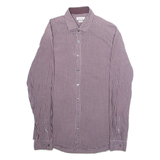 CALVIN KLEIN Slim Fit Mens Shirt Maroon Gingham Long Sleeve M