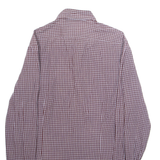 CALVIN KLEIN Slim Fit Mens Shirt Maroon Gingham Long Sleeve M