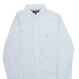 TOMMY HILFIGER Slim Fit Mens Plain Shirt Blue Long Sleeve XS