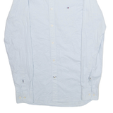 TOMMY HILFIGER Slim Fit Mens Plain Shirt Blue Long Sleeve XS