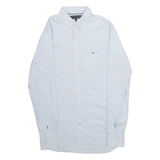 TOMMY HILFIGER Slim Fit Mens Plain Shirt Blue Long Sleeve XS