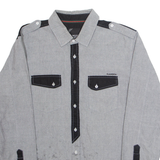 KANGOL Mens Plain Shirt Grey Long Sleeve L