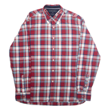 TOMMY HILFIGER Custom Fit Mens Shirt Red Plaid Long Sleeve XL