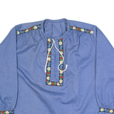 Womens Top Blue Long Sleeve Floral L