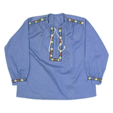 Womens Top Blue Long Sleeve Floral L