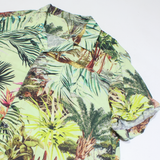 Womens Printed Shirt Green Collared Floral M