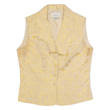 UN DEUX TROIS Womens Printed Blouse Beige Collared Sleeveless Floral S