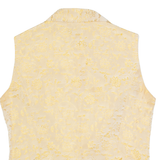 UN DEUX TROIS Womens Printed Blouse Beige Collared Sleeveless Floral S