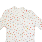 Womens Printed Shirt White Collared Floral UK 10