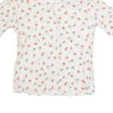 Womens Printed Shirt White Collared Floral UK 10