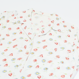 Womens Printed Shirt White Collared Floral UK 10