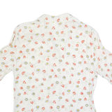 Womens Printed Shirt White Collared Floral UK 10