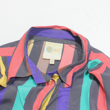 SIXTH SENSE Womens Printed Shirt Red Collared Long Sleeve Striped L