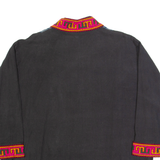 Womens Printed Top Black V-Neck Long Sleeve L