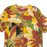 Womens Printed Top Yellow V-Neck Off Shoulder Floral UK 12