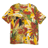 Womens Printed Top Yellow V-Neck Off Shoulder Floral UK 12