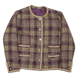 Womens Blazer Coat Purple Check M