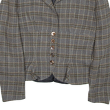 GENEVE PAR Cropped Womens Blazer Coat Grey Wool Check S