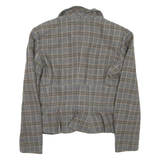 GENEVE PAR Cropped Womens Blazer Coat Grey Wool Check S