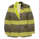 ALMA D'IENA PARIS Womens Blazer Coat Green Striped S
