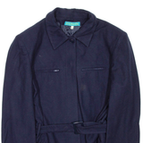 Belted Womens Overcoat Coat Blue Wool S