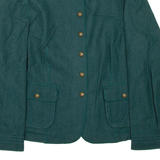 DELMOD Womens Overcoat Coat Green Wool UK 16