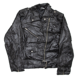 FLIGHT PATH Mens Motorcycle Jacket Black Leather S