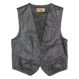 WESTERN HOUSE Mens Waistcoat Black Leather M