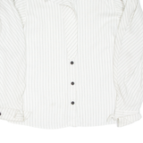 Womens Printed Blouse White Collared Long Sleeve Striped M