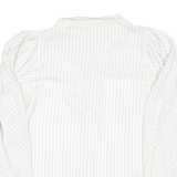 Womens Printed Blouse White Collared Long Sleeve Striped M