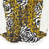 Womens Printed Blouse Gold Long Sleeve Crazy Pattern XL