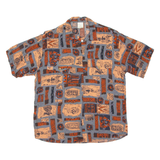 Womens Printed Blouse Blue Collared Crazy Pattern M