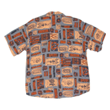 Womens Printed Blouse Blue Collared Crazy Pattern M