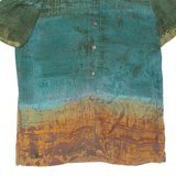 KARIN STEVENS Womens Printed Blouse Blue Collared Crazy Pattern UK 8