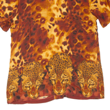 J.B.S Built In Top Womens Printed Blouse Brown V-Neck Animal Print UK 12