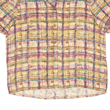 LIZ CLAIBORNE Womens Printed Blouse Brown V-Neck Silk Check UK 10