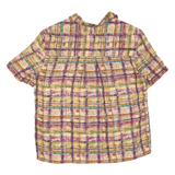 LIZ CLAIBORNE Womens Printed Blouse Brown V-Neck Silk Check UK 10