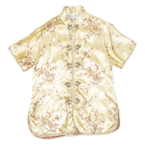 Eastern Inspired Womens Printed Blouse Gold High Neck Floral XL