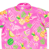 KING KAMEHA Womens Printed Blouse Pink V-Neck Floral L