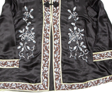 INDISKA Womens Printed Blouse Black V-Neck 3/4 Sleeve Silk Floral M