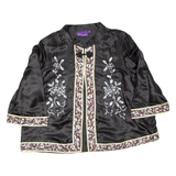 INDISKA Womens Printed Blouse Black V-Neck 3/4 Sleeve Silk Floral M