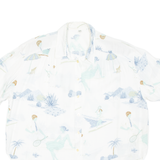 Womens Printed Blouse White Collared Crazy Pattern UK 12