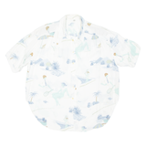 Womens Printed Blouse White Collared Crazy Pattern UK 12