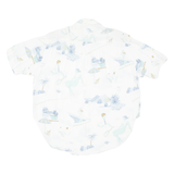 Womens Printed Blouse White Collared Crazy Pattern UK 12