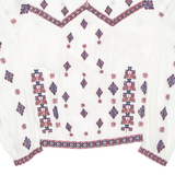 INTROPIA Womens Printed Top White Long Sleeve Crazy Pattern S