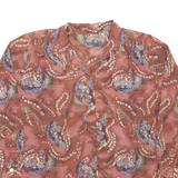 Womens Printed Blouse Brown V-Neck Long Sleeve Paisley 2XL