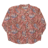 Womens Printed Blouse Brown V-Neck Long Sleeve Paisley 2XL