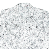 LADY JOY Womens Printed Blouse Silver V-Neck Long Sleeve Silk Floral M