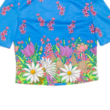 BELDONA Womens Printed Blouse Blue V-Neck Floral S